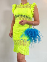 Load image into Gallery viewer, Neon Yellow Lace Midi Dress
