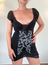 Load image into Gallery viewer, Vintage Y2K Wheels &amp; Dollbaby Black Ribbon print Mini Dress&nbsp;
