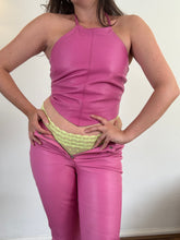 Load image into Gallery viewer, Vintage Y2K Hot Pink Leather Trousers &amp; Top Set
