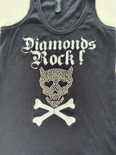 Load image into Gallery viewer, Vintage Y2K Diamonds Rock Black Diamante Vest Top
