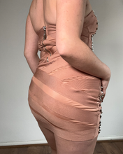 Load image into Gallery viewer, Vintage Studded Nude Bandage Dress.
