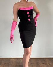 Load image into Gallery viewer, Vintage Alfabeta black and pink corset mob wife Dress

